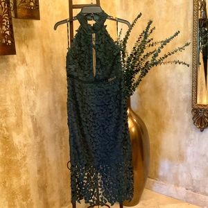 Bardot Forest Green Halter Sheath Dress.  Size 8.